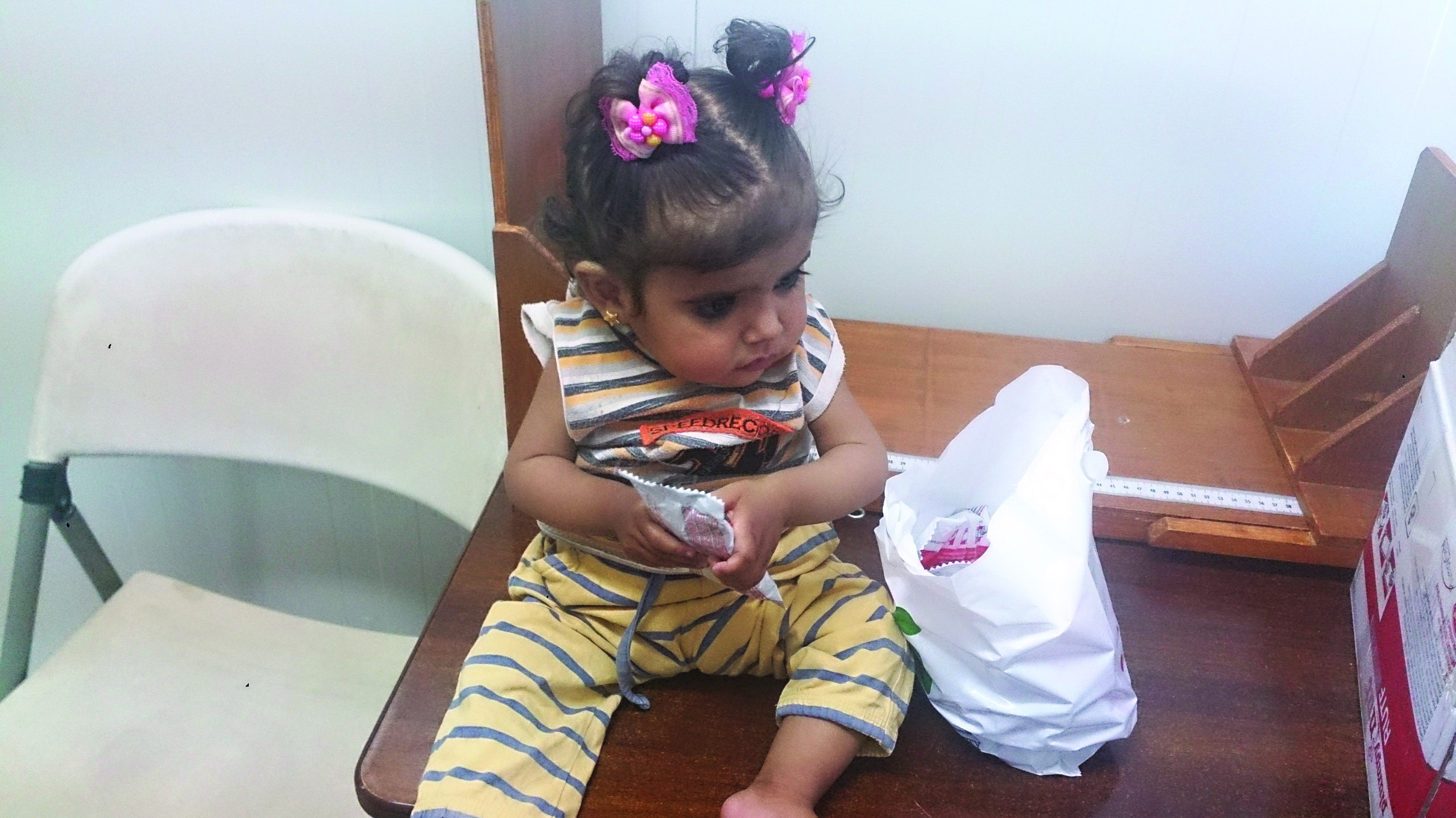 A young child attending OTP in Zaatari camp