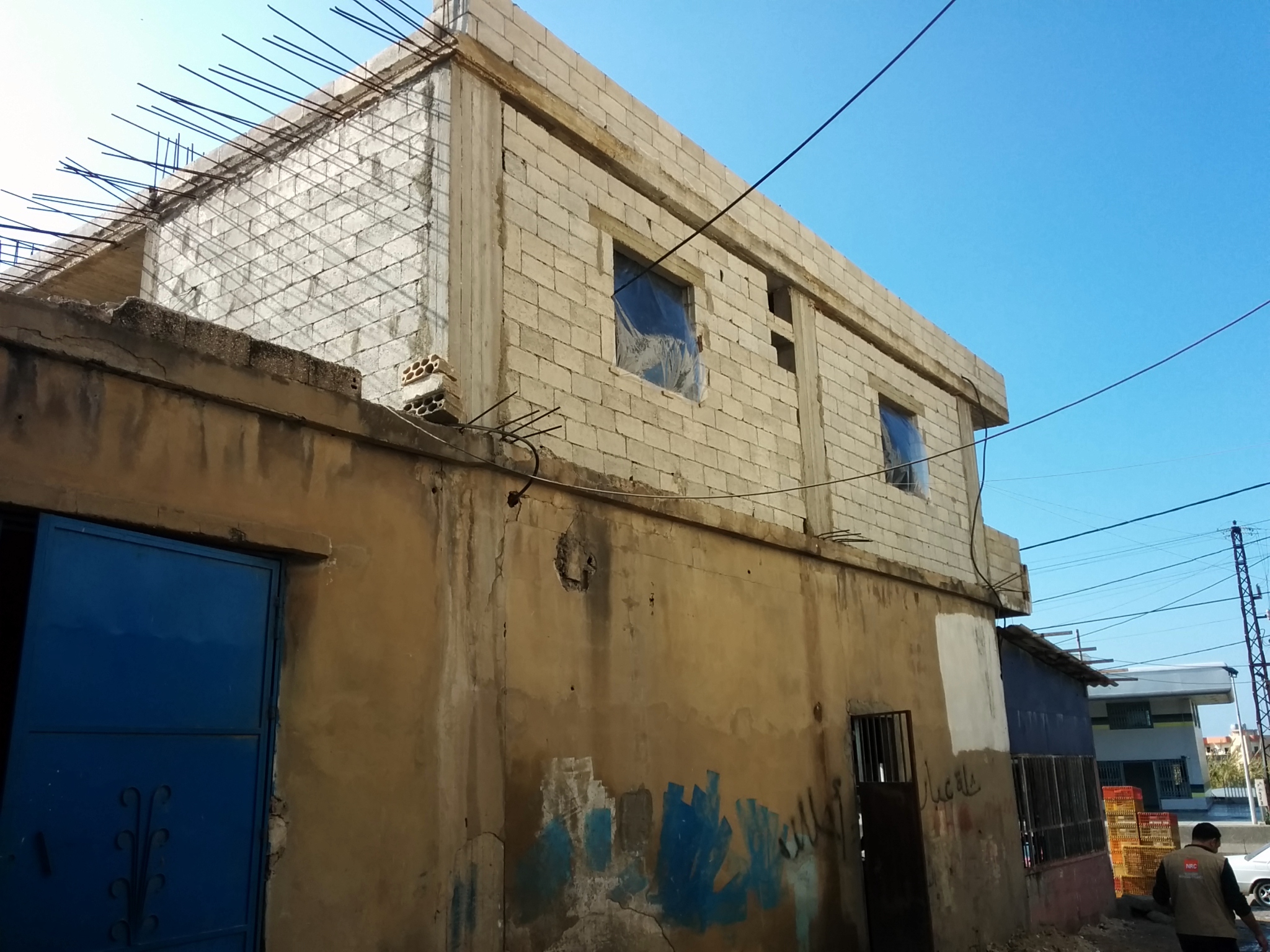 A building undergoing rehabilitation in Lebanon