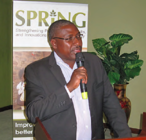Boaz Musiimenta, Office of the Prime Minister, Uganda introduces the PBN Uganda Final Report at the Kampala dissemination event in January 2016