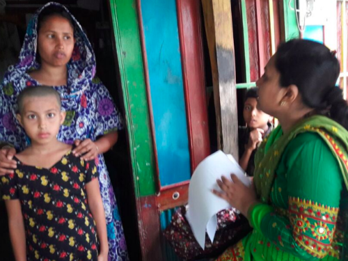 FB interview procedure being explained to the a mother Barunga Bangladesh 2017