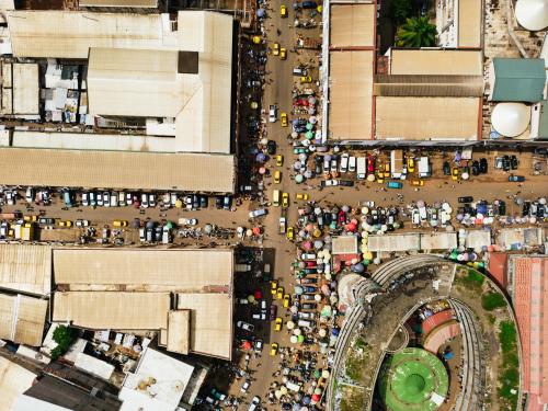 A birds eye view of populated city in India