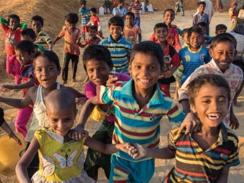 Smiling children running