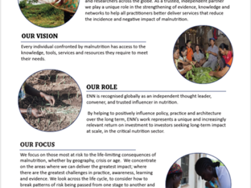 ENN brochure cover image featuring text and photos depicting what ENN does