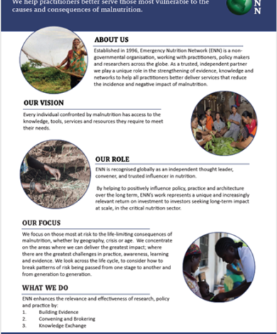 ENN brochure cover image featuring text and photos depicting what ENN does