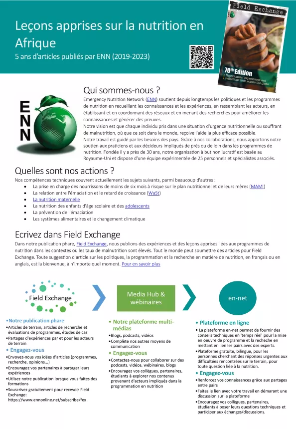 First page of the document 'Leçons apprises sur la nutrition en Afrique'