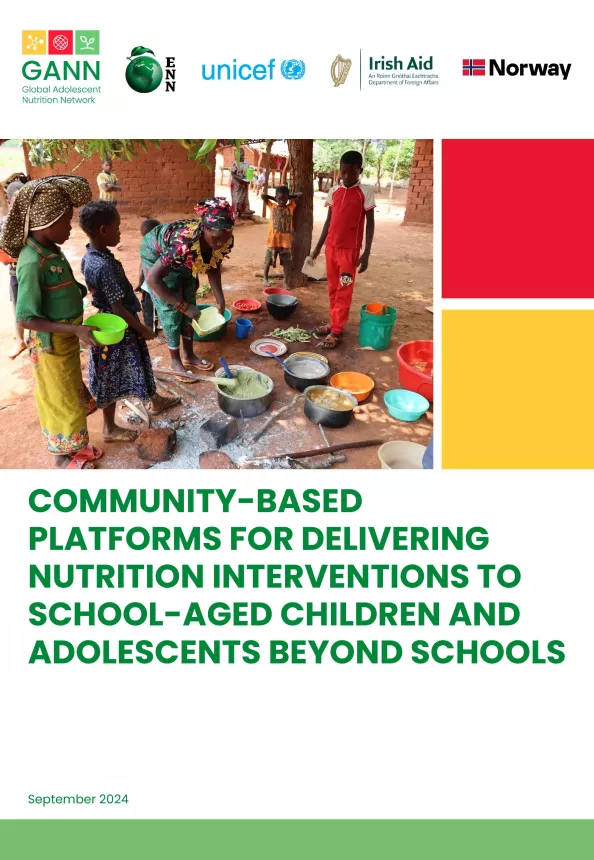 Front cover of the report with an image of people handing out food
